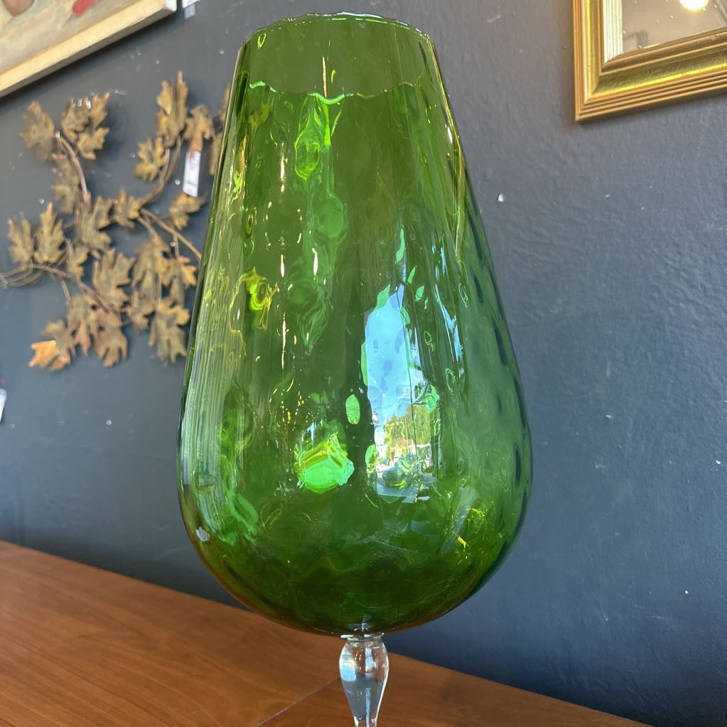 1960's Italian Empoli Green Art Hand Blown Glass
