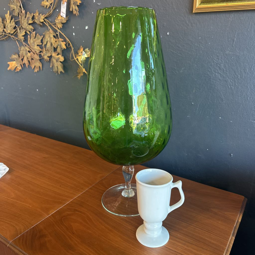 1960's Italian Empoli Green Art Hand Blown Glass