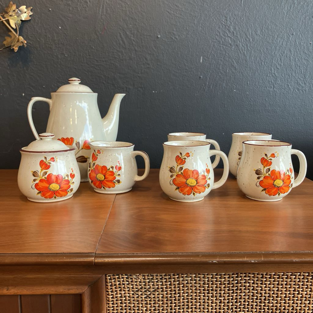 1970s Valencia Stoneware Tea Pot Set