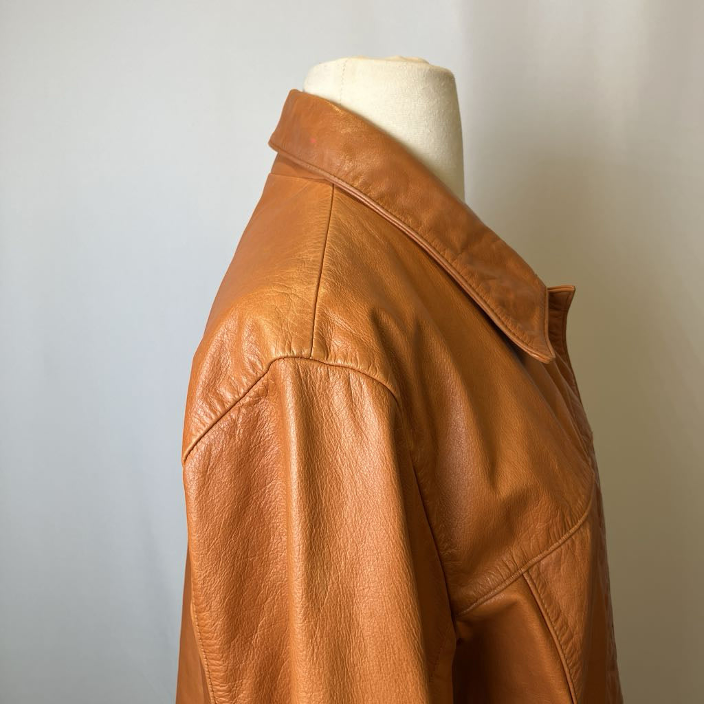 Y2K Tan Leather Jacket