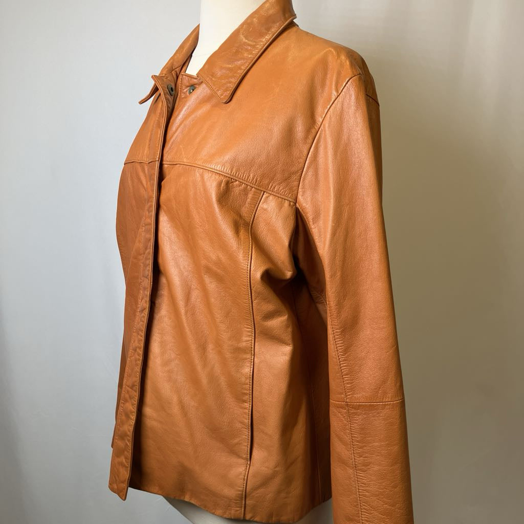 Y2K Tan Leather Jacket