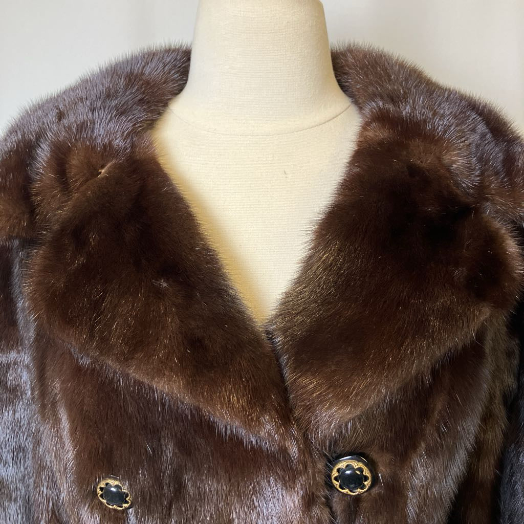 Vintage Dark Mink Belted Fur Coat