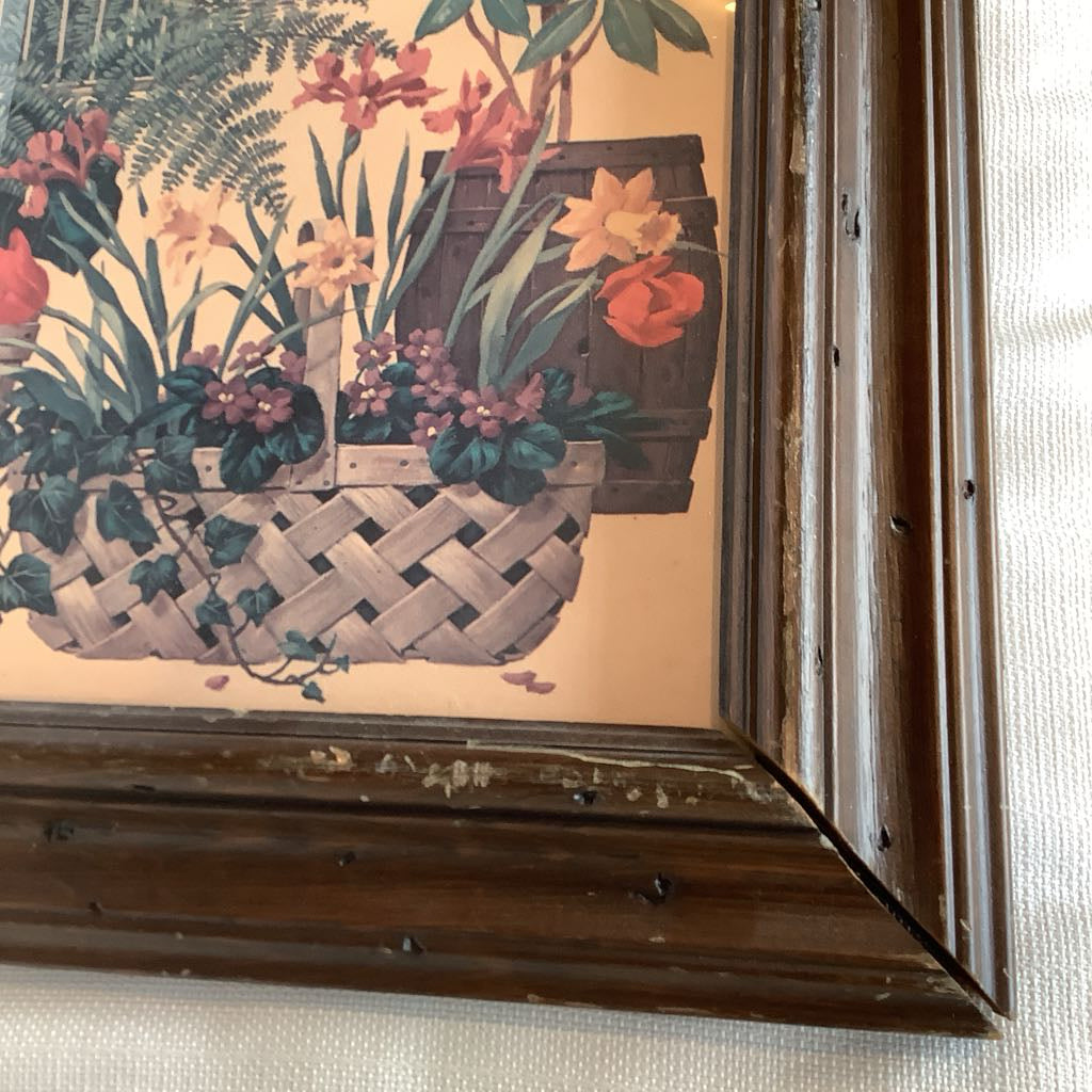 Vintage Ferns & Flowers Wall Art (2) Signed "Siran"