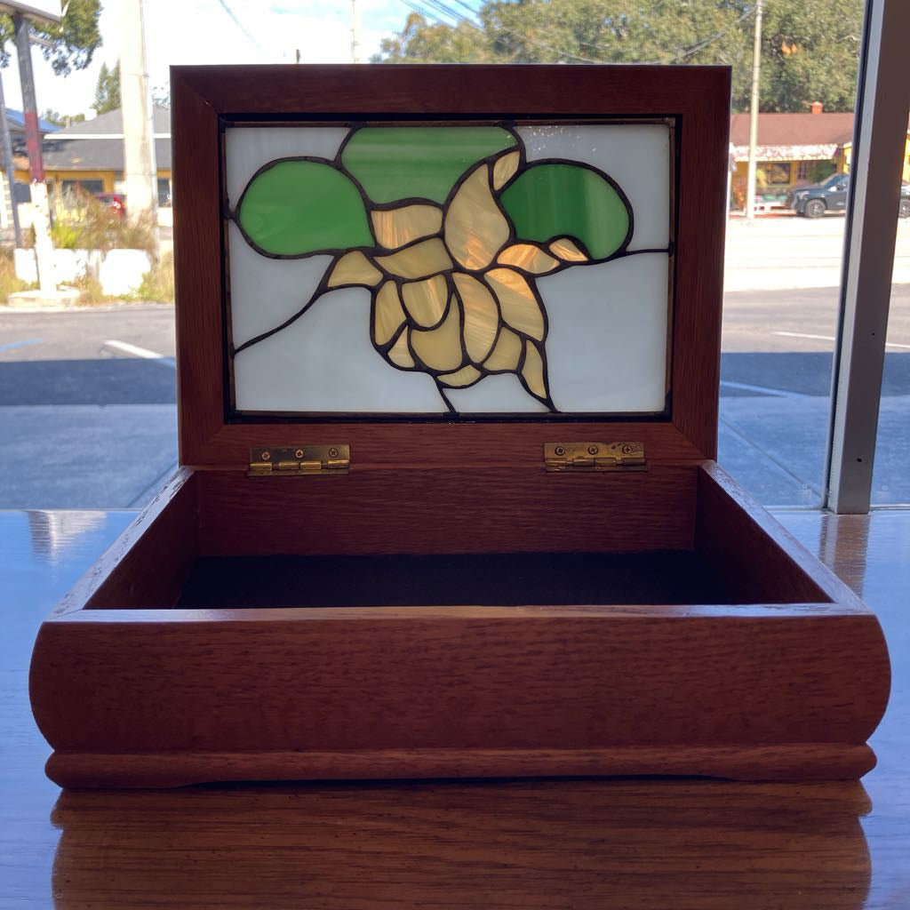 1980s Stained Glass Jewelry Box