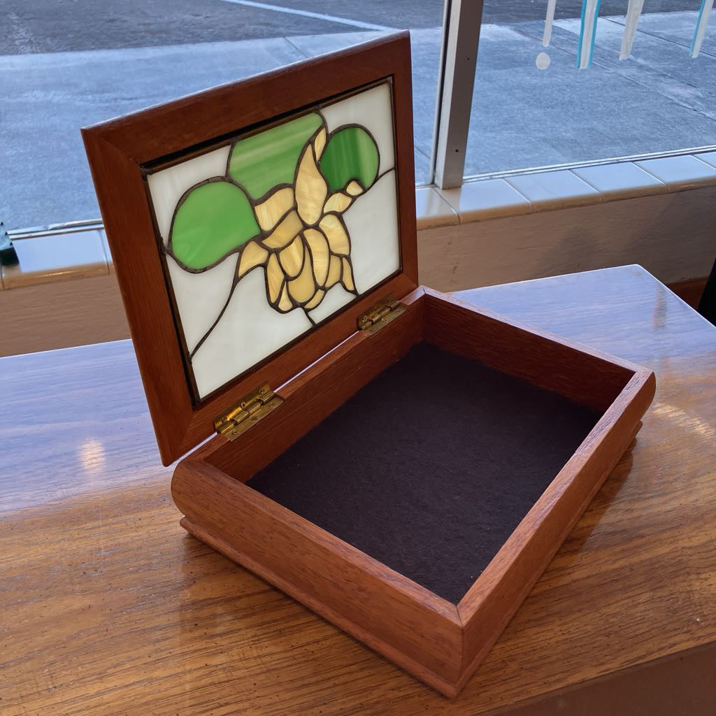 1980s Stained Glass Jewelry Box