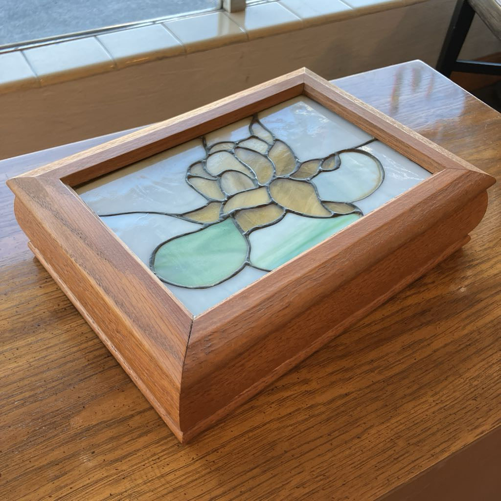 1980s Stained Glass Jewelry Box