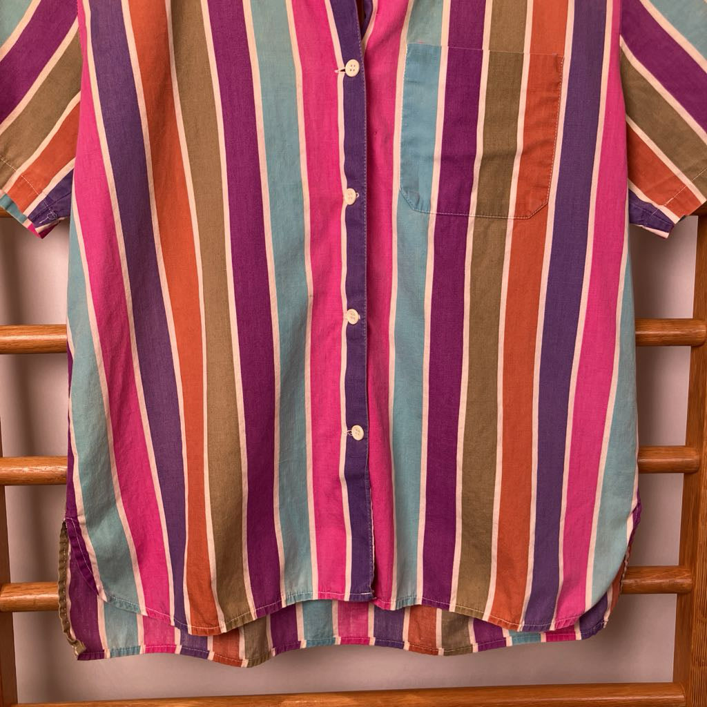 1980s Espirit's Chemise Rainbow Striped Button Down