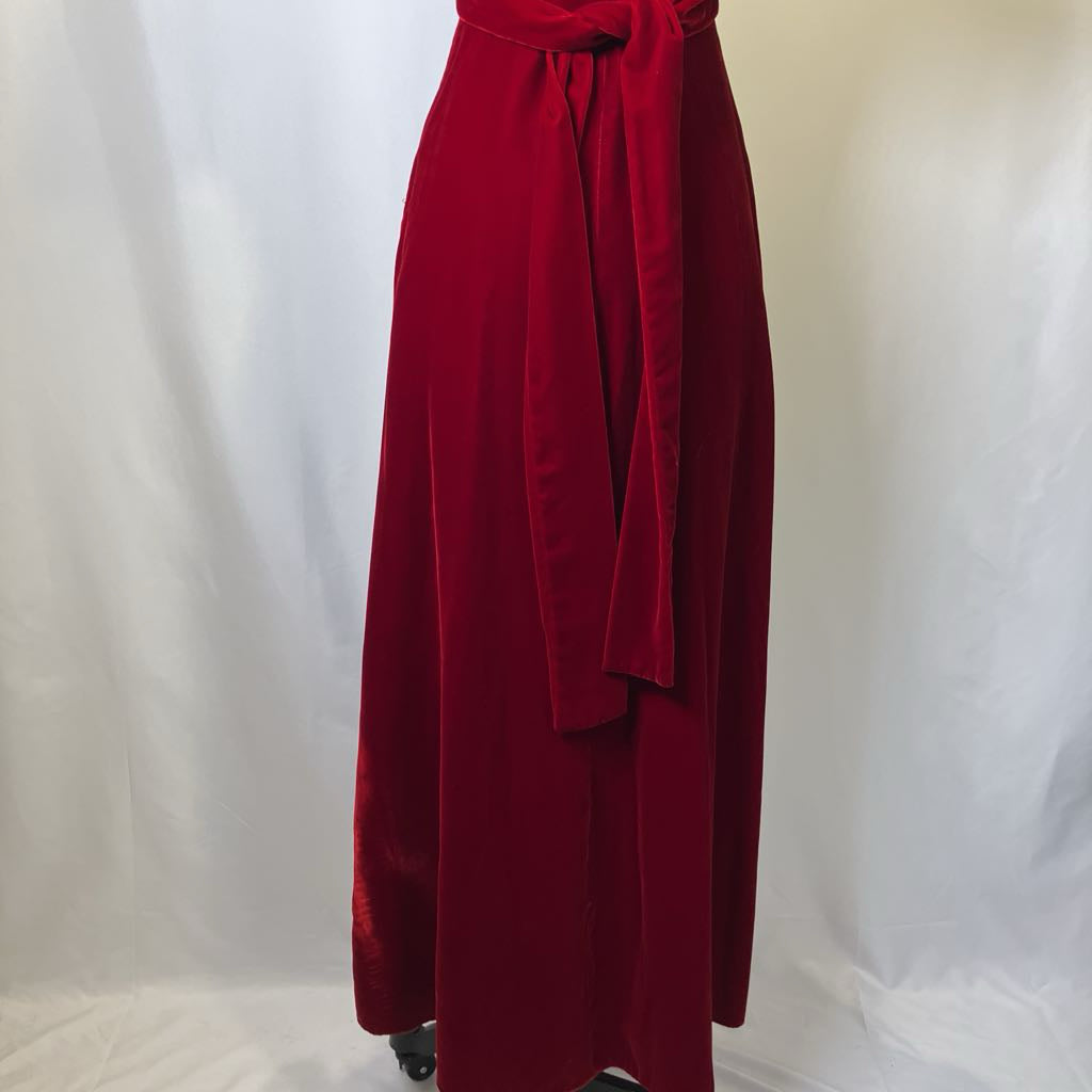 70s Red Velvet Maxi Dress