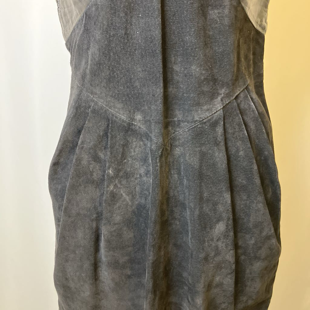 1980s Karen Okada for David Howard Leather & Suede Dress