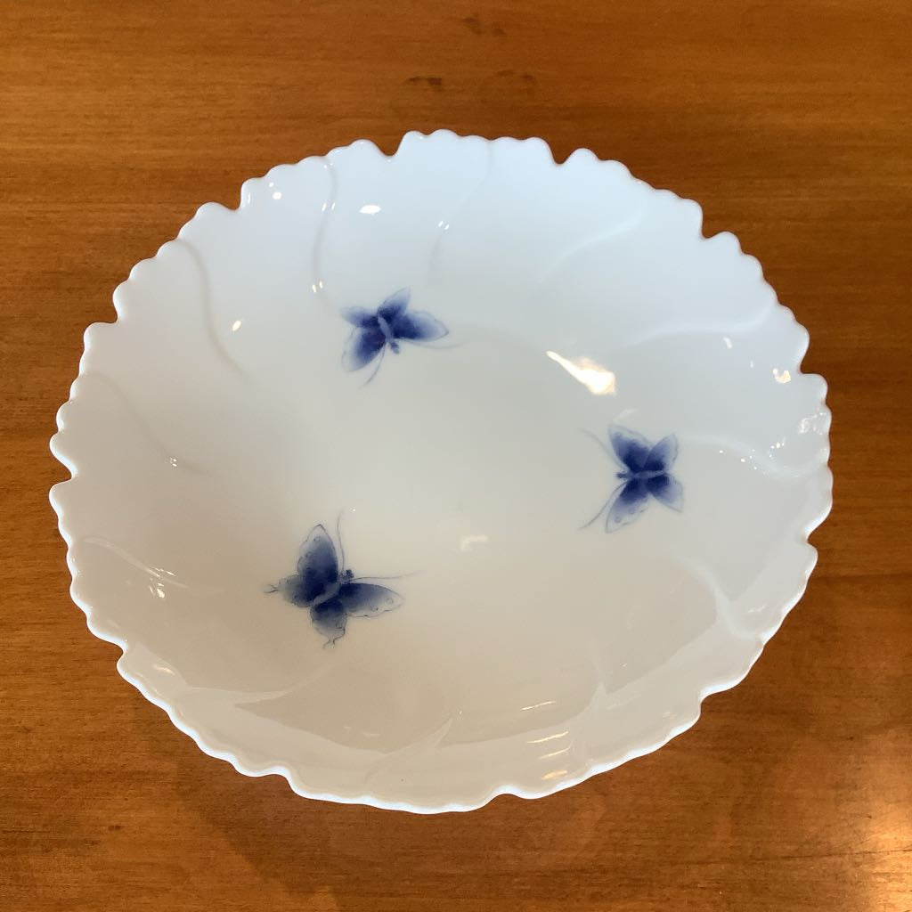 Bowl with three blue butterflies
