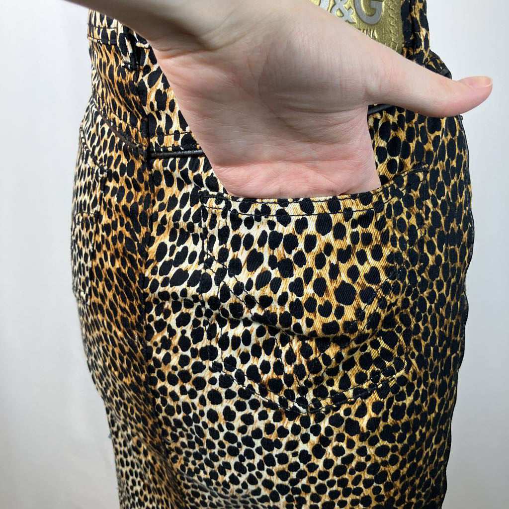 back pocket of animal print skirt