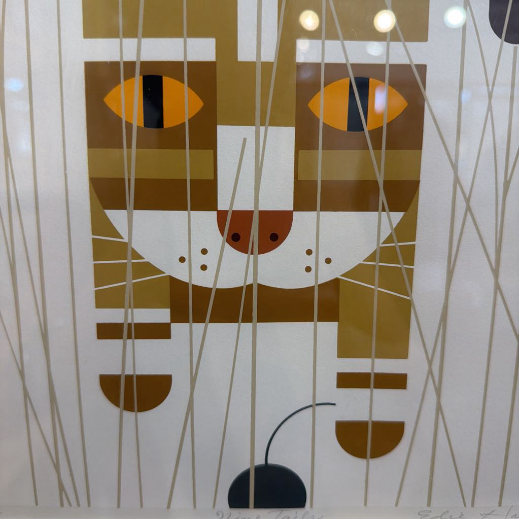 Abstract art piece with geometric shapes on a white background