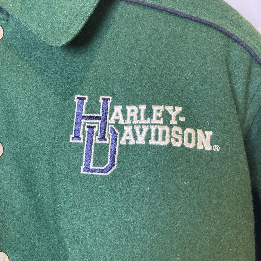 Green Harley-Davidson polo shirt with logo
