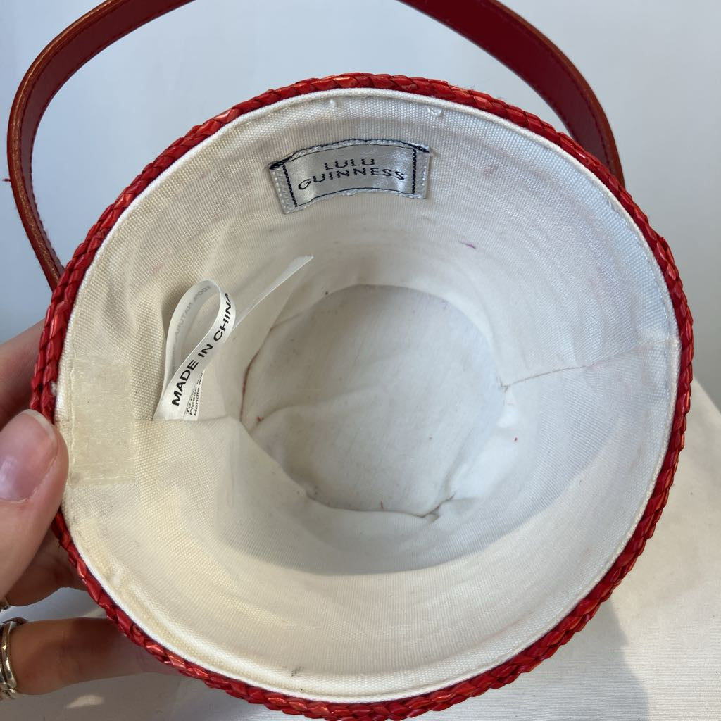Vintage Lulu Guinness Bowl of Fruit Strawberry Straw Handbag
