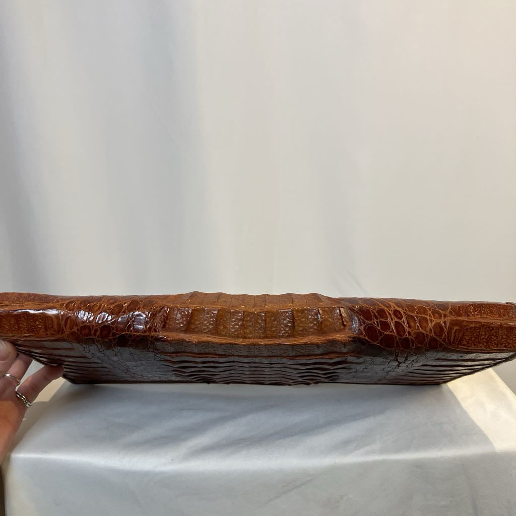 1950s Cognac Horn Back Alligator Skin Clutch