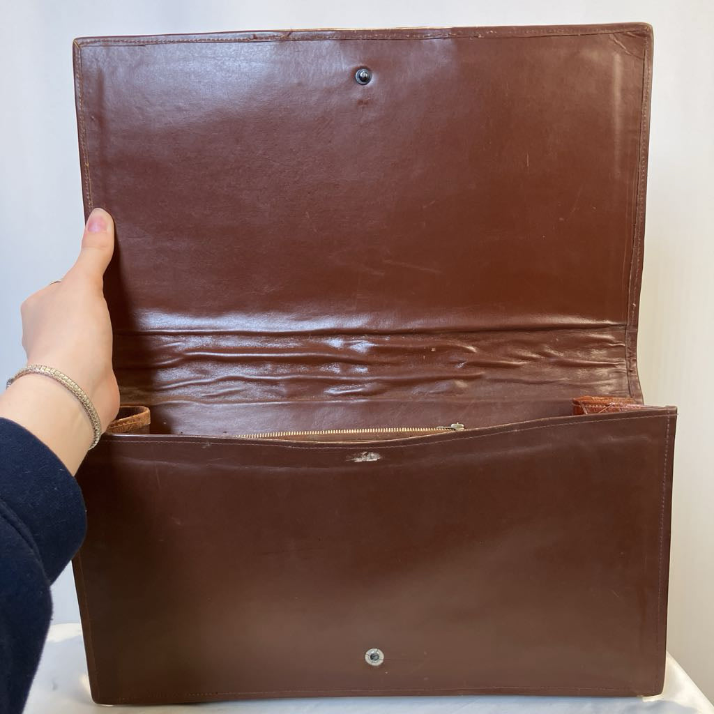1950s Cognac Horn Back Alligator Skin Clutch