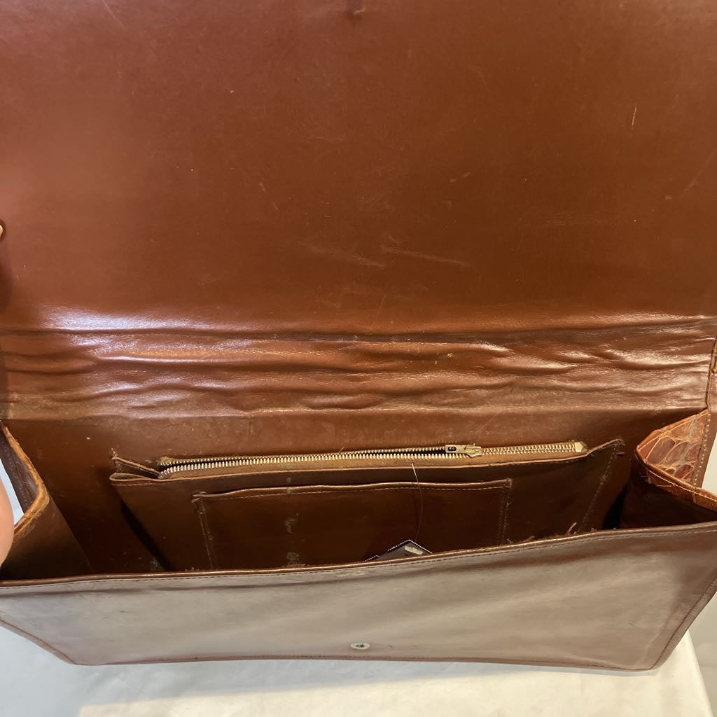 1950s Cognac Horn Back Alligator Skin Clutch