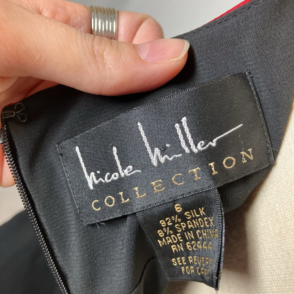 Nicole Miller Collection label on a garment with a hand holding it.