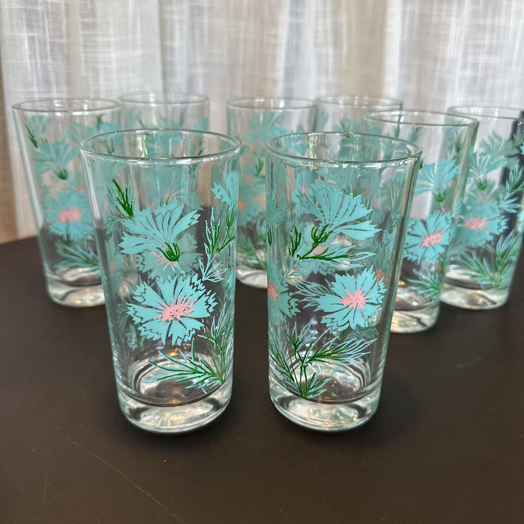 Rare Mid Century Modern 1960s Taylor, Smith & Taylor "Ever Yours Boutonniere" Glass Set (8)