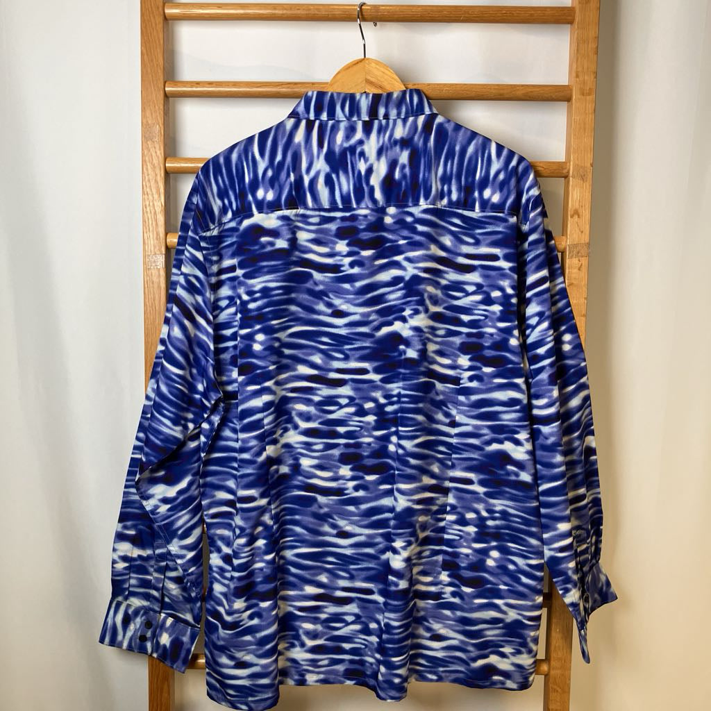 1990s Kenneth Cole Mens Blue Water Button Down Shirt