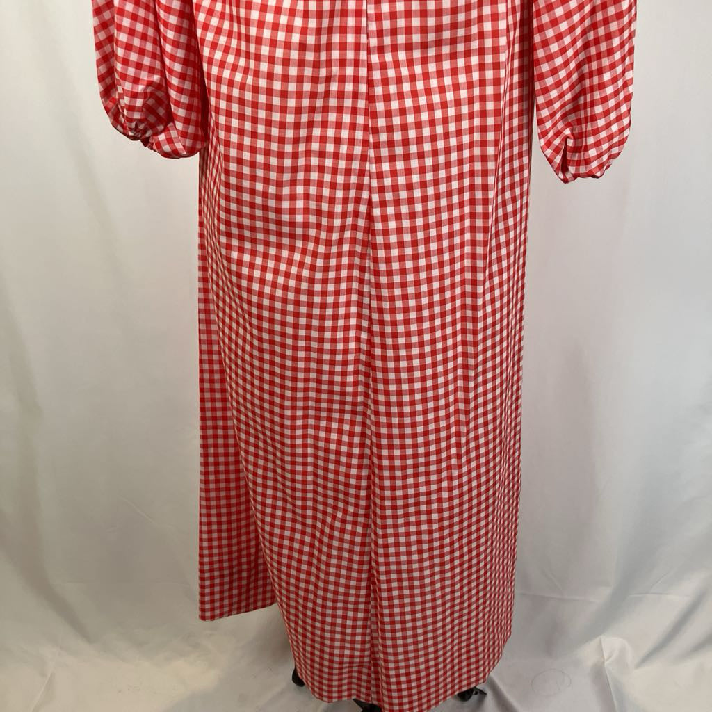 Red and white checkered dress on a white background