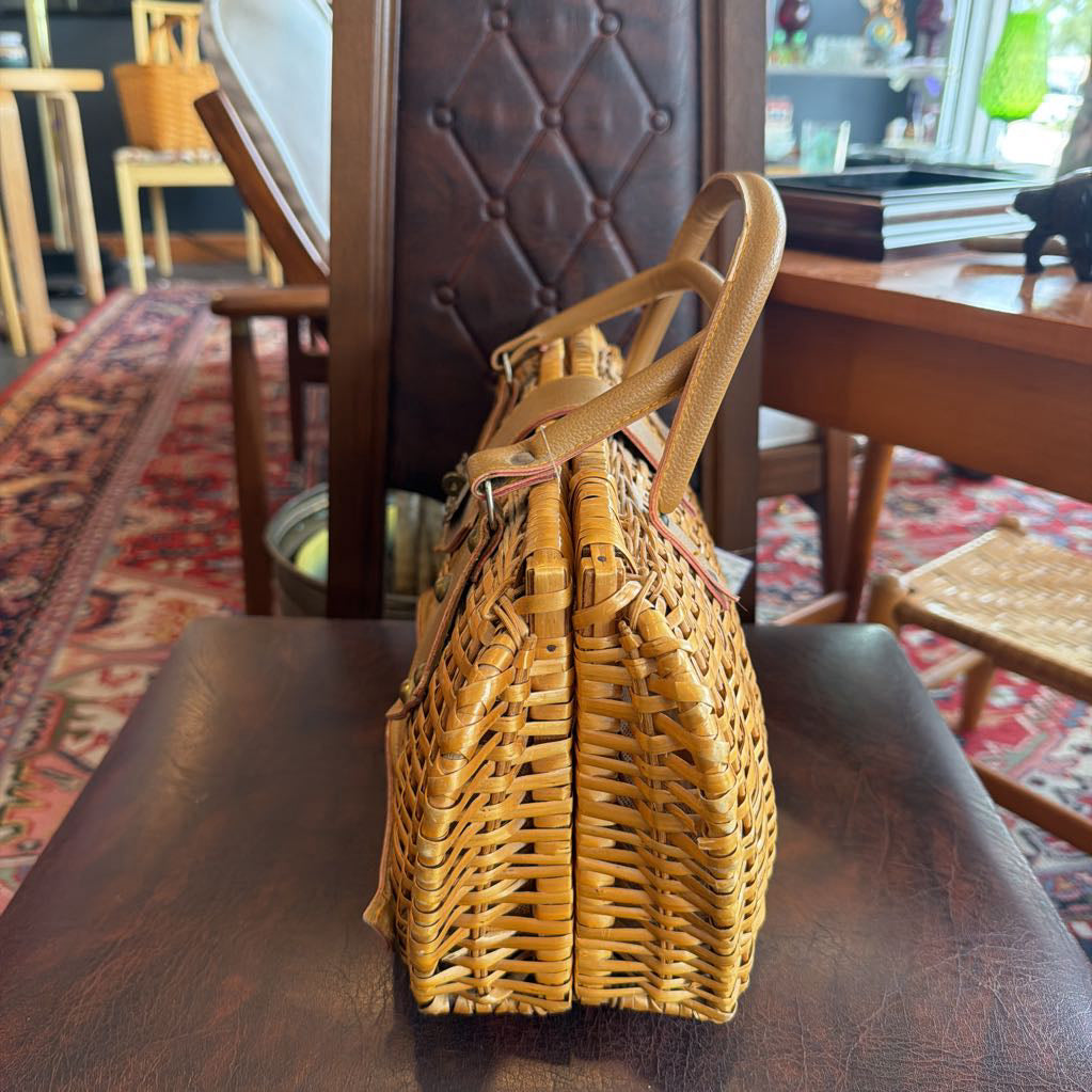Vintage 60s Large Basket Handbag