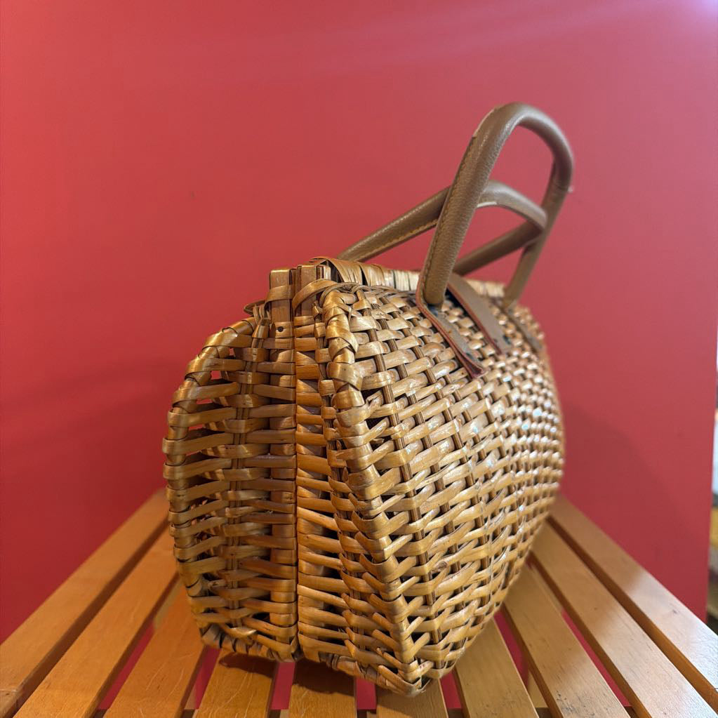 Vintage 60s Large Basket Handbag