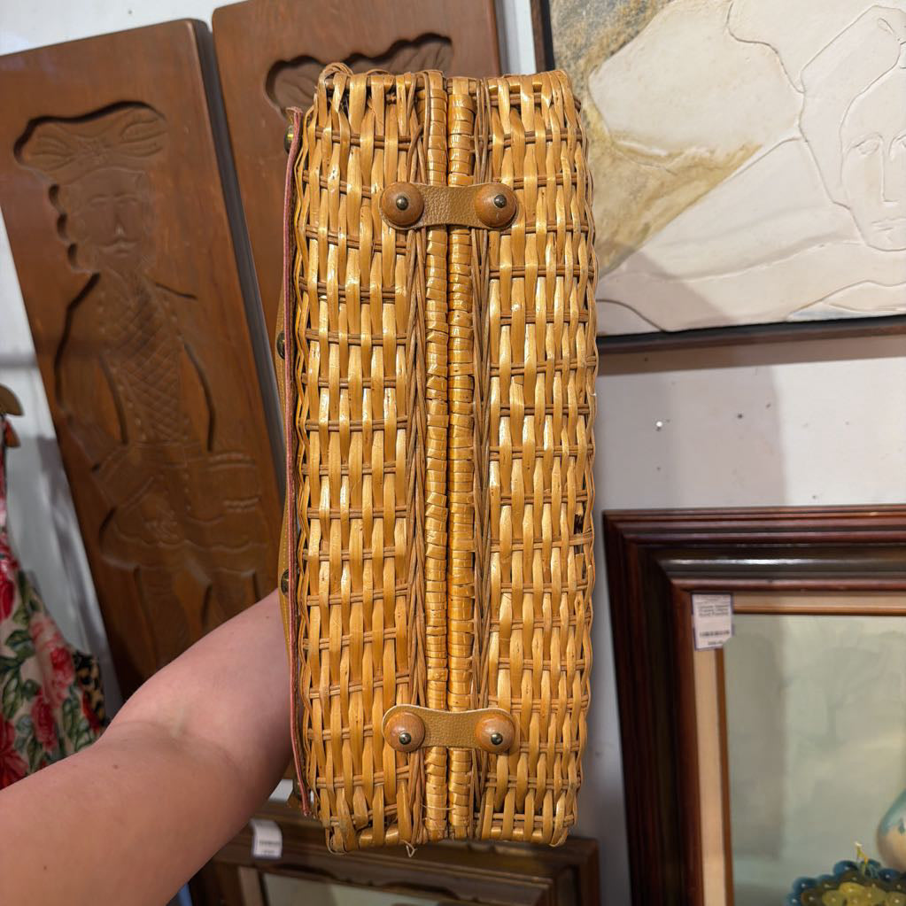 Vintage 60s Large Basket Handbag