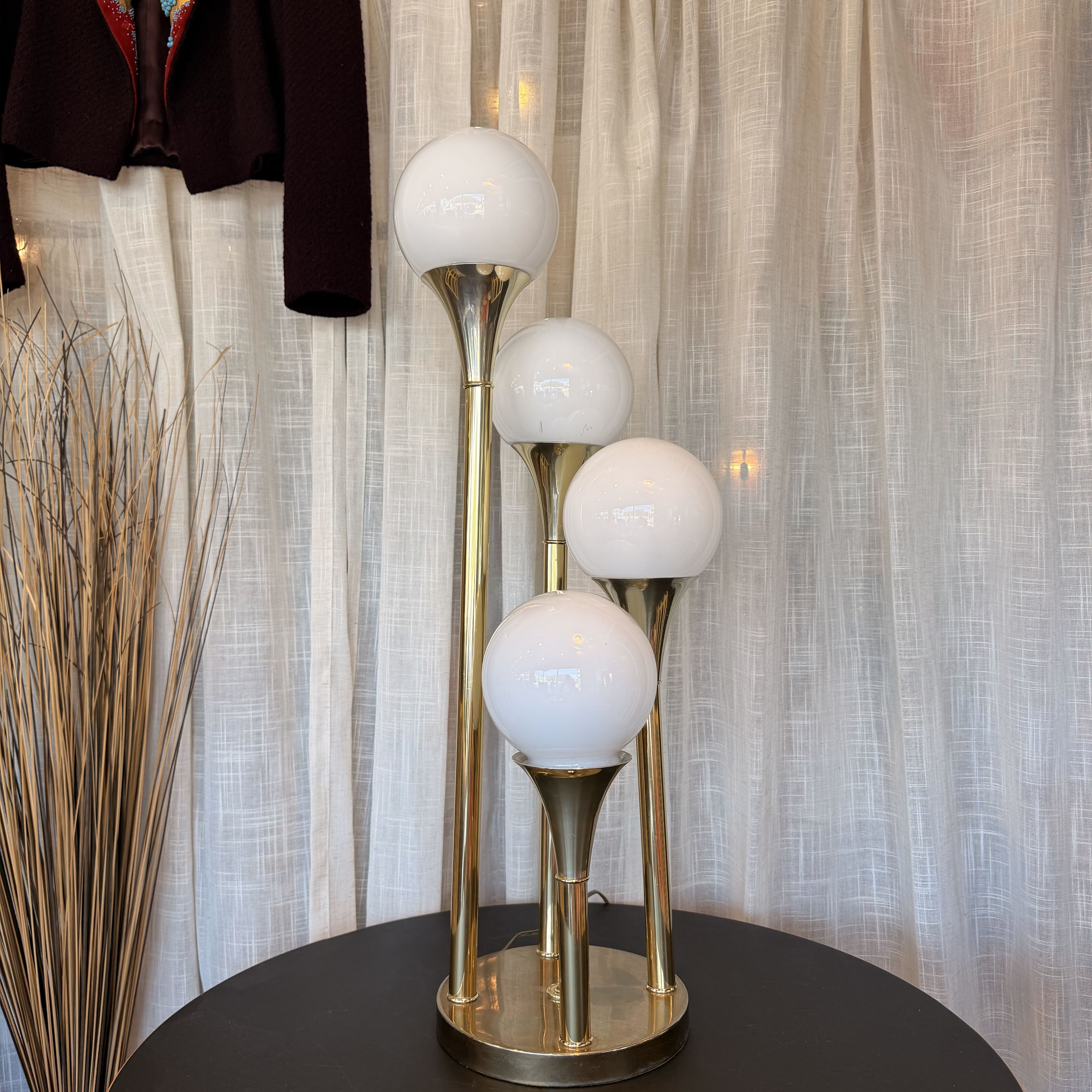 Mid Century Space Age 4 Glass Globe Table Lamp