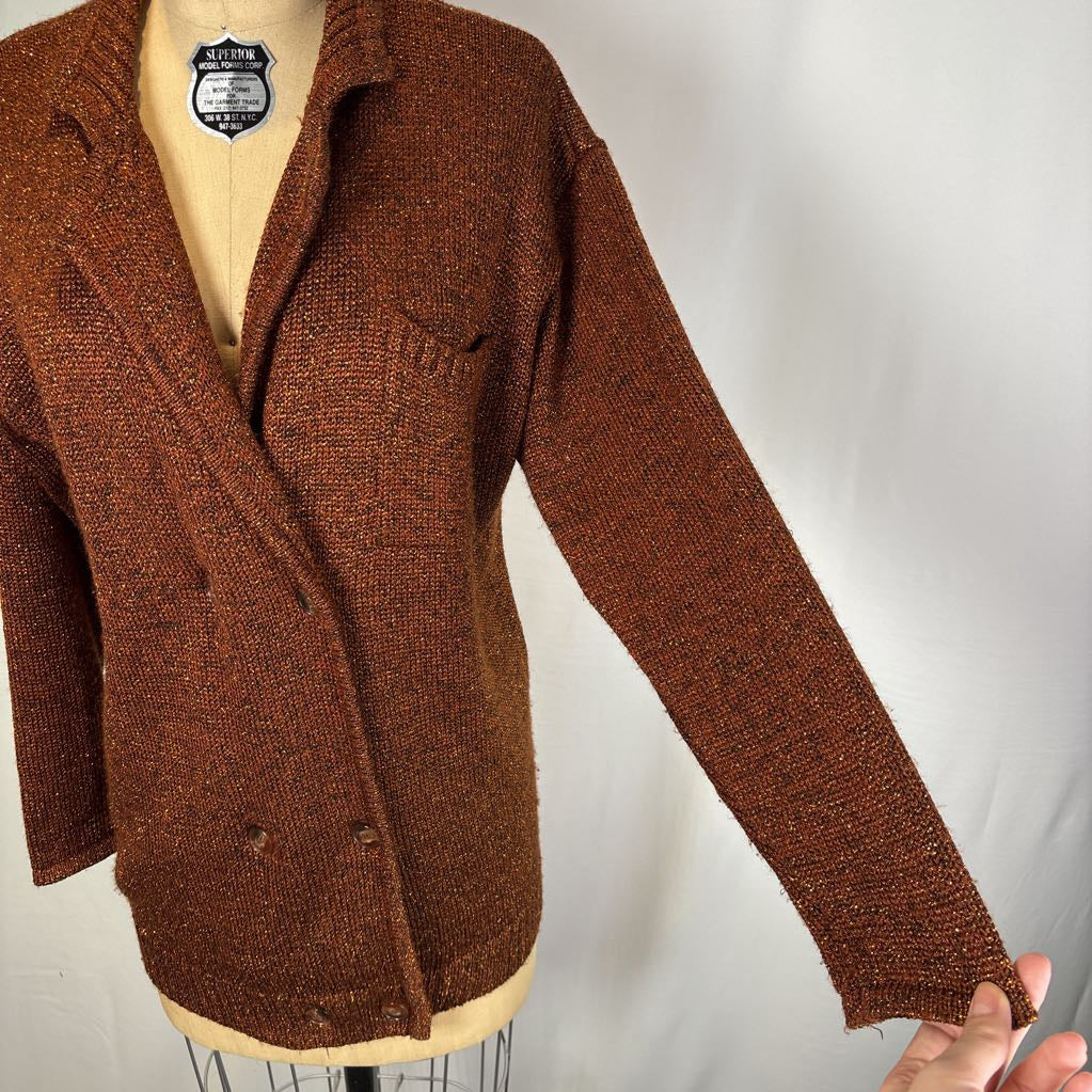 Vintage Metallic Bronze Blazer Sweater