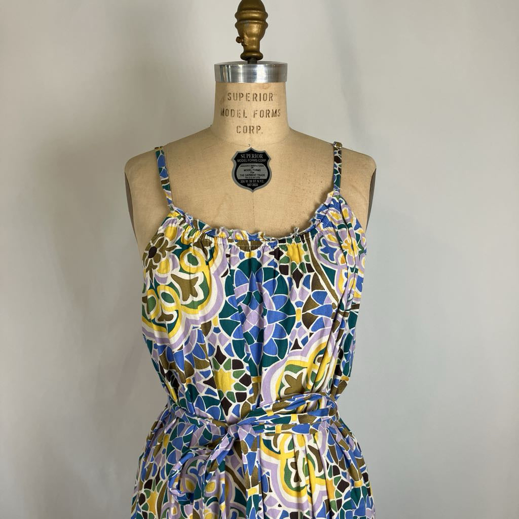 Colorful Spaghetti-Strap Sundress w/ Belt