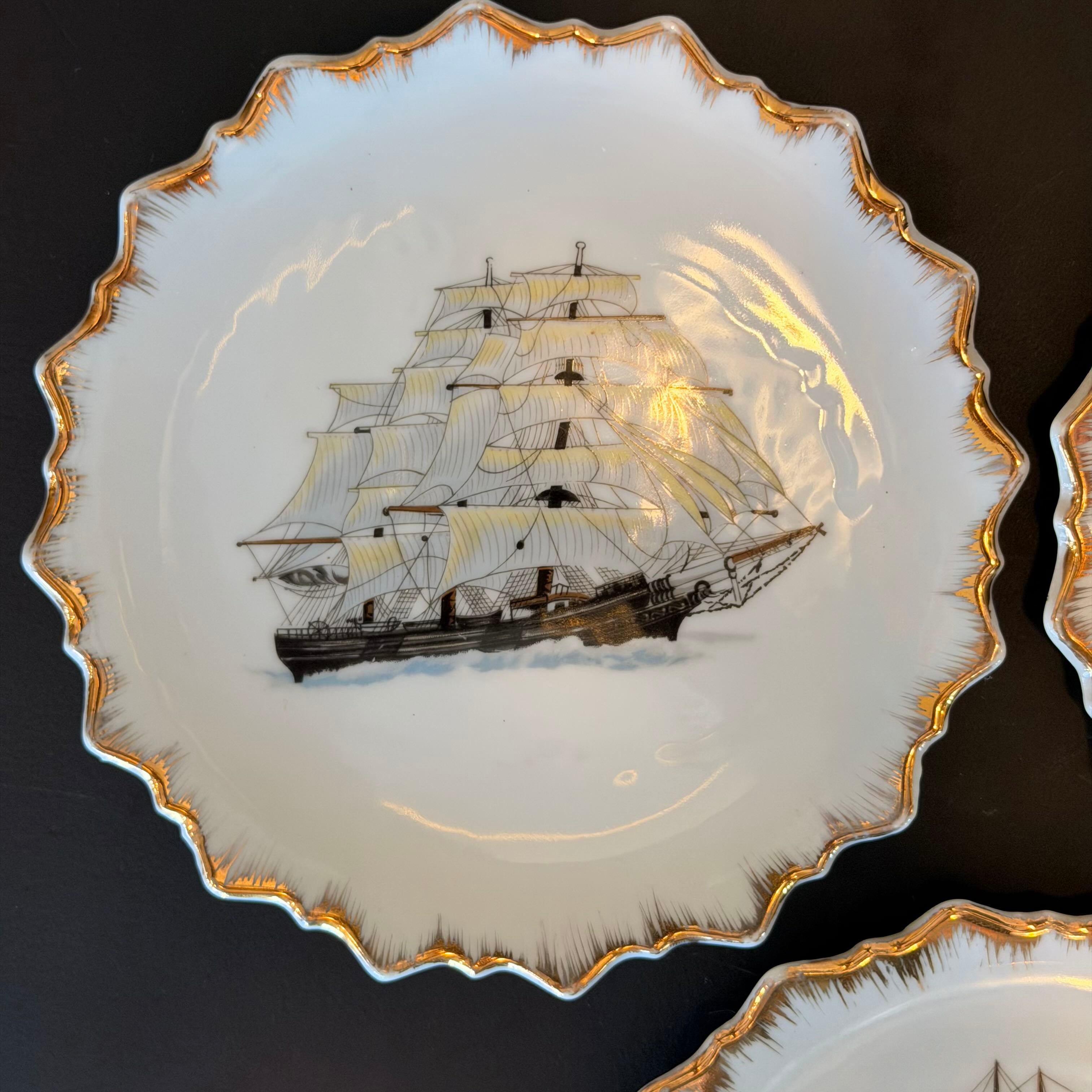 Decorative plate with a ship design on a white background