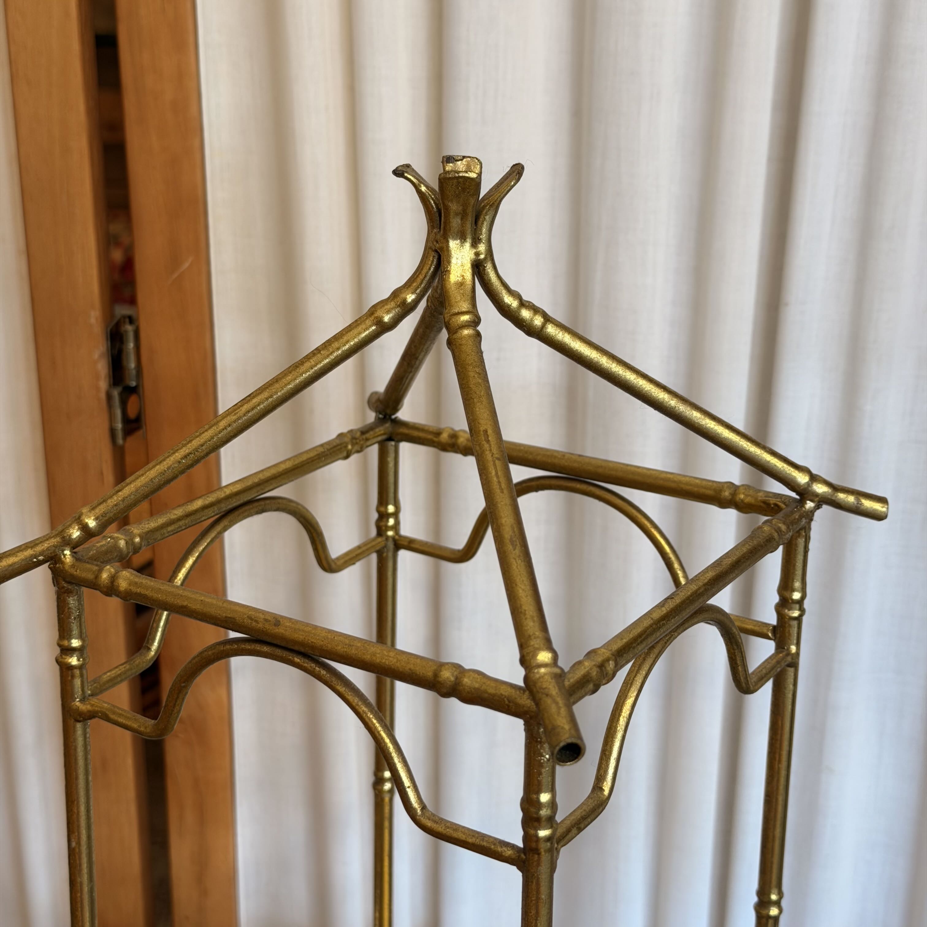 2000's Chinoiserie Gold Pagoda Candle Holder Large