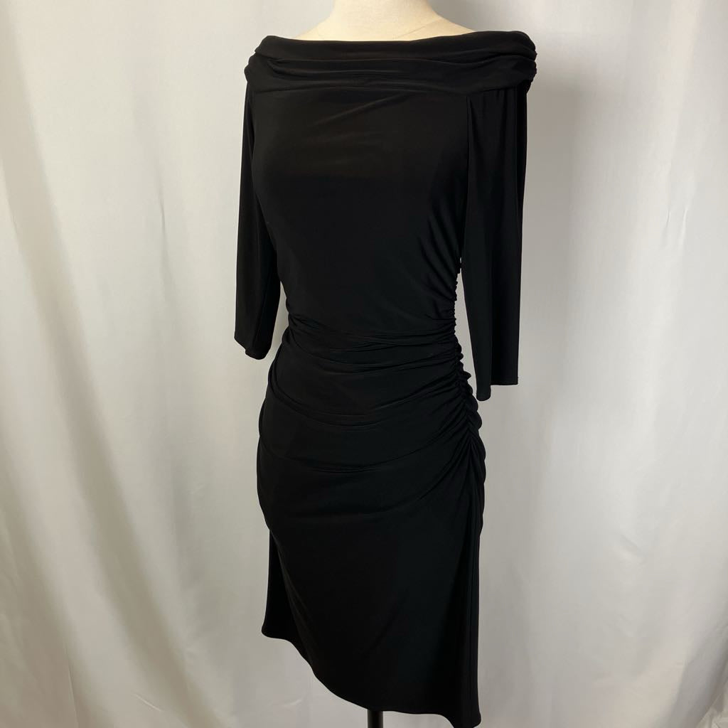 1990s Cache Dress w Ruched Sides & Off the Shoulders