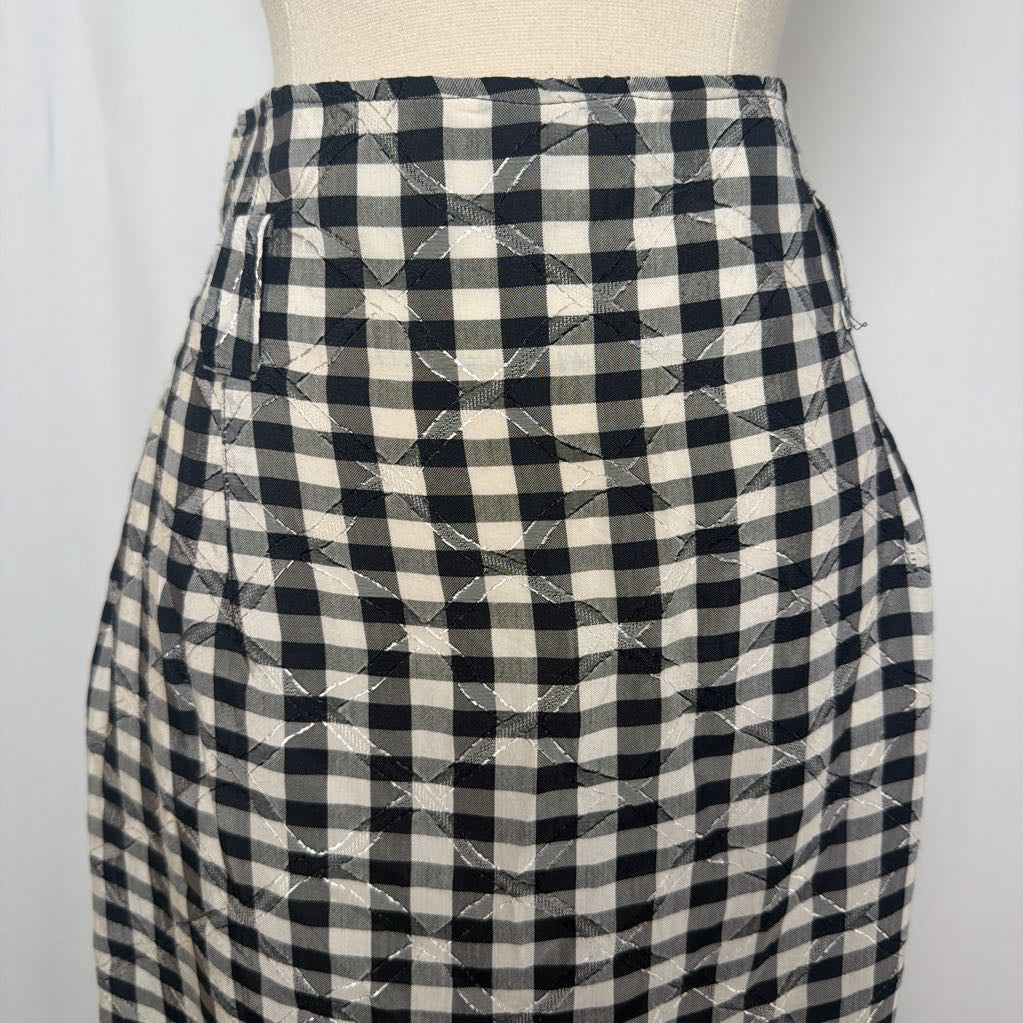 1990s Black White Gingham Skirt