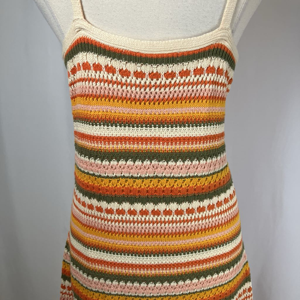 crochet tank maxi dress Altar'd State Maxi Crochet Earth Tone Sleeveless Dress