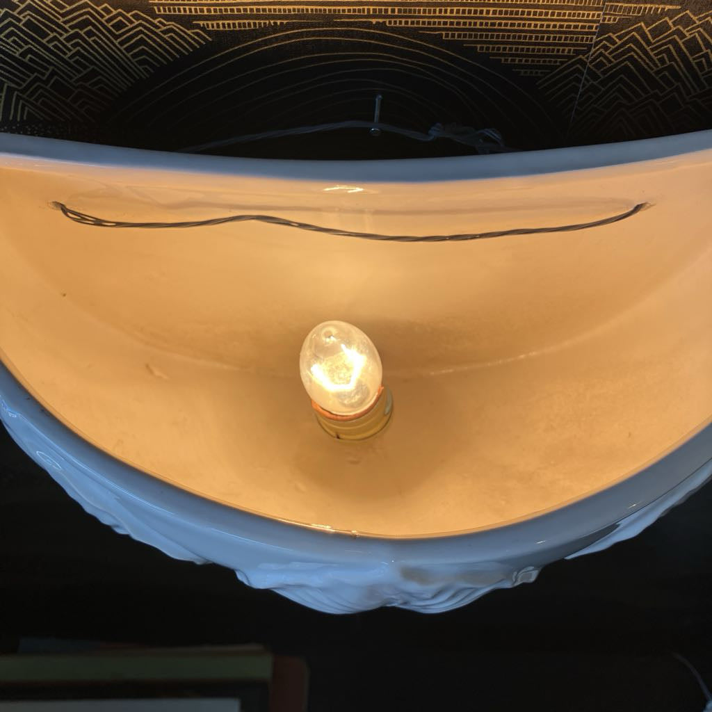 Rare 1984 Haeger Coastal Regency Wall Sconce w/ Raised Palm Leaf Motifs