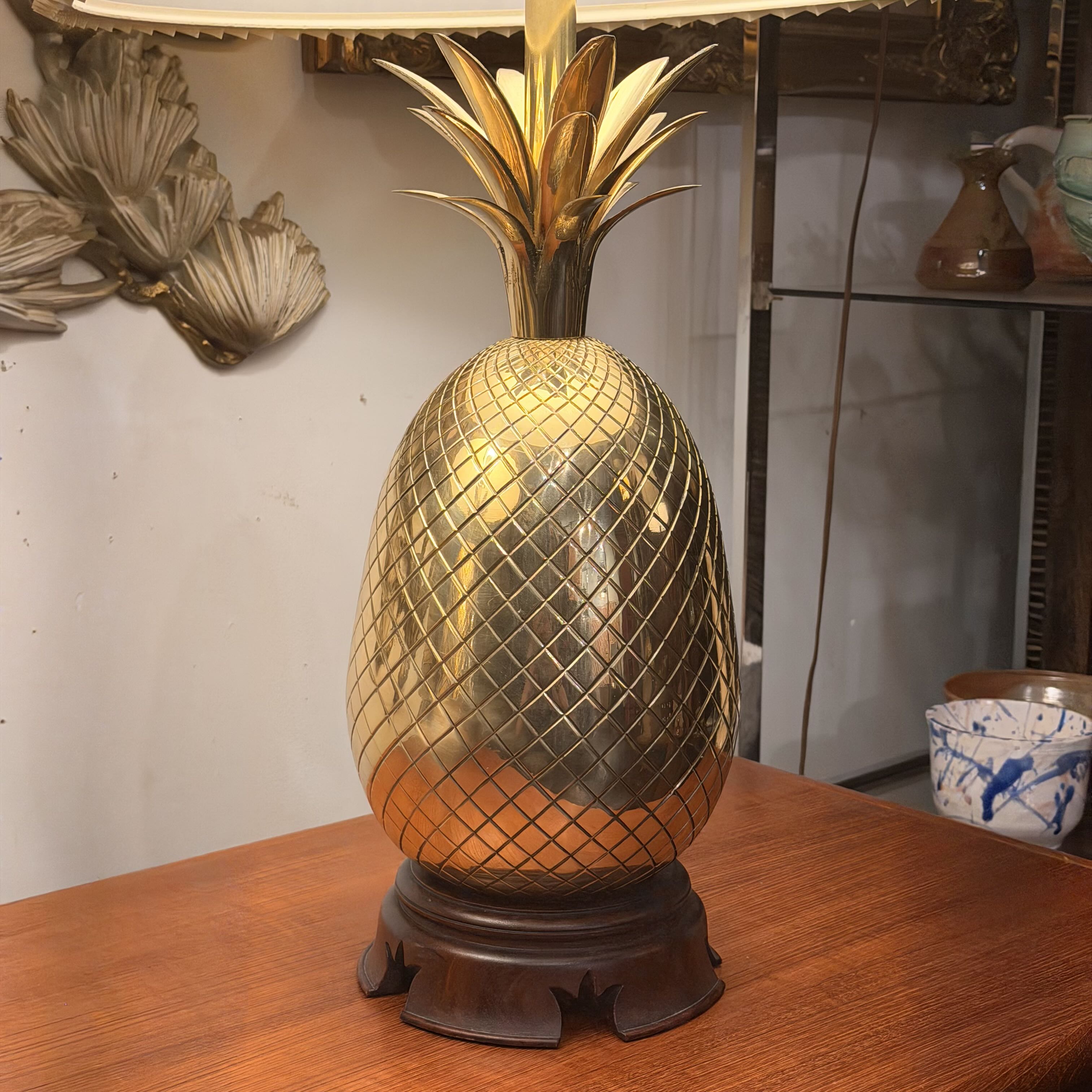 Mid Century Heyward House Brass Pineapple Lamp Set