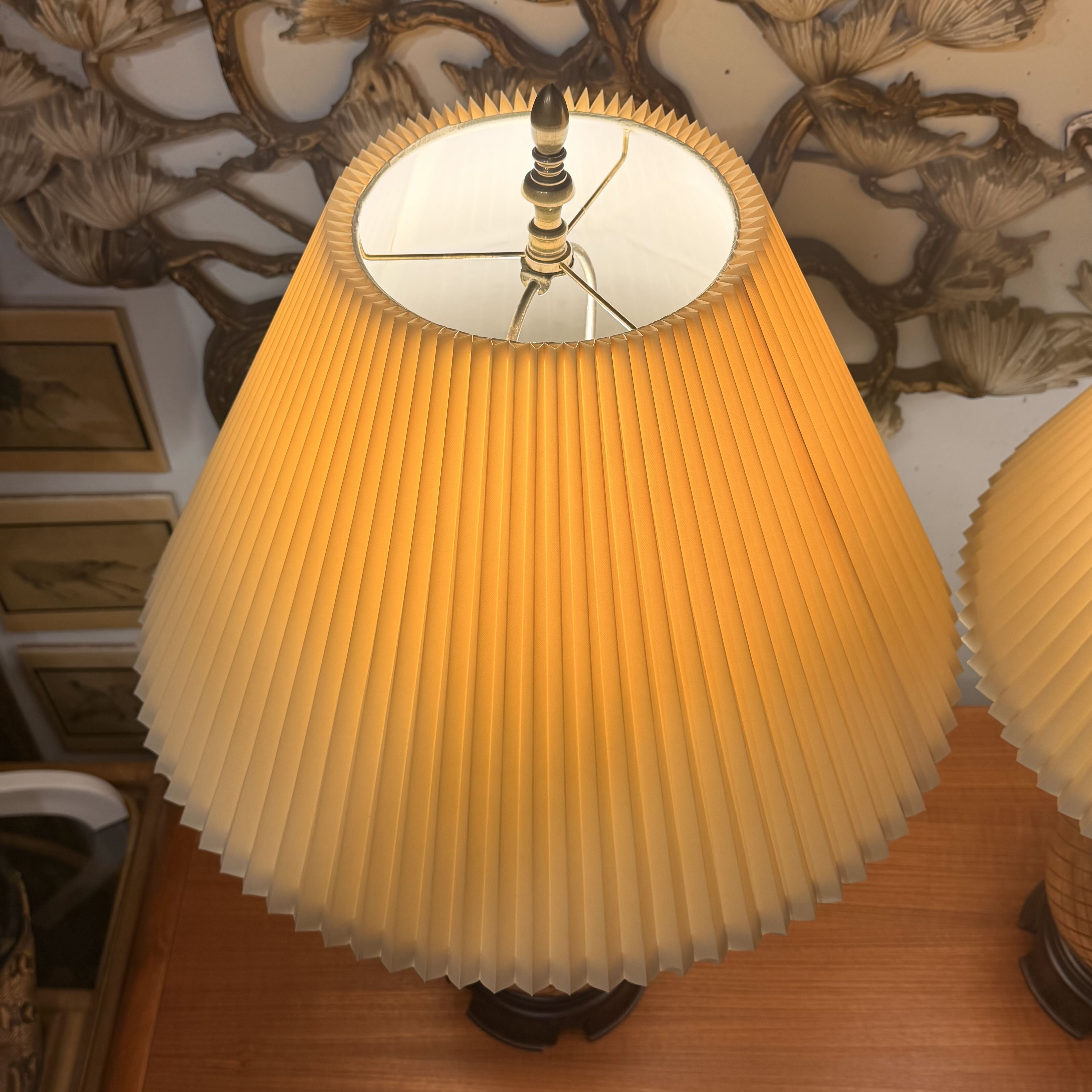 Mid Century Heyward House Brass Pineapple Lamp Set