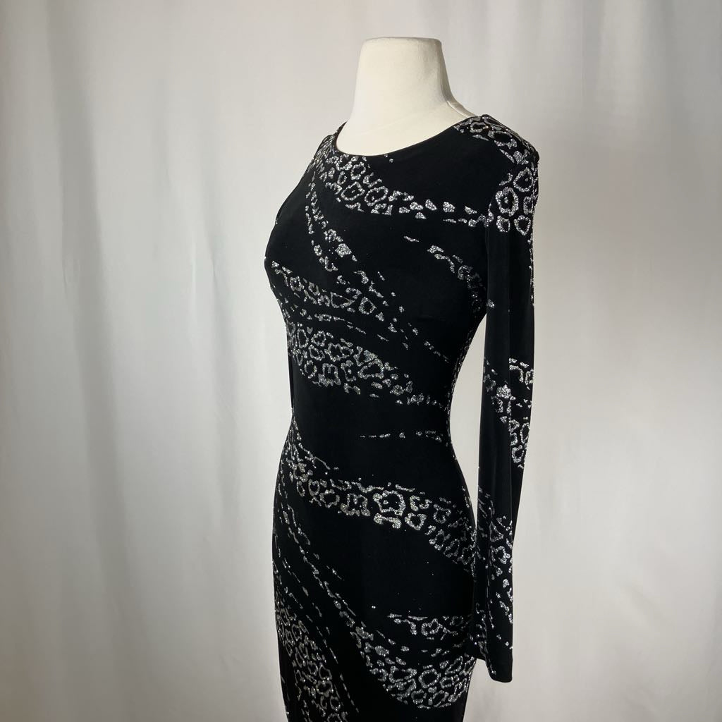 2000s Vintage Cache Black Silver Animal Print