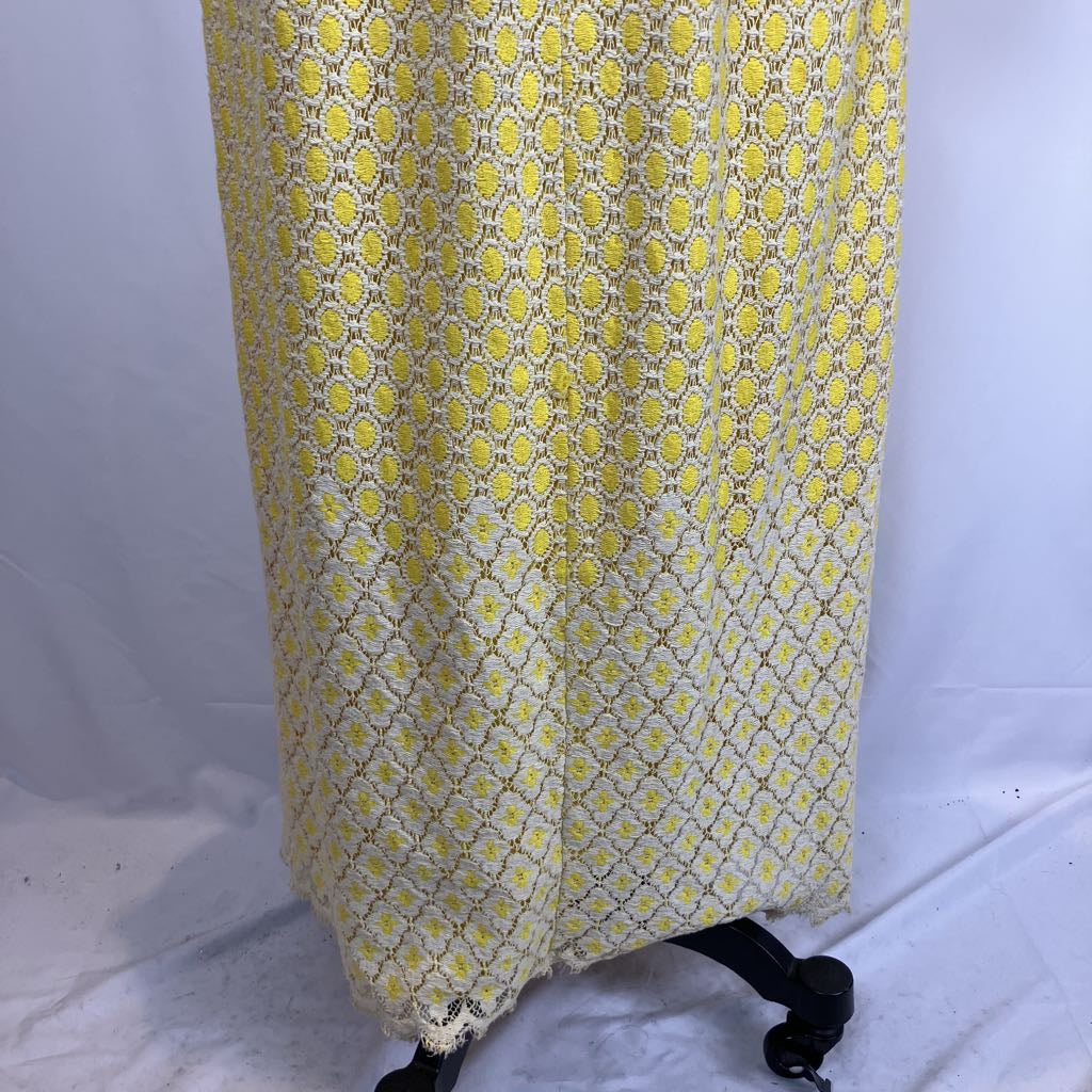 1970s Yellow Lace Maxi Dress w/ Rhinestones