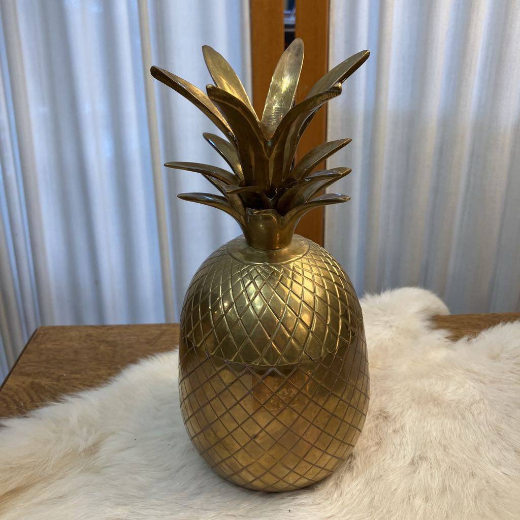 Vintage Small Brass Pineapple Container