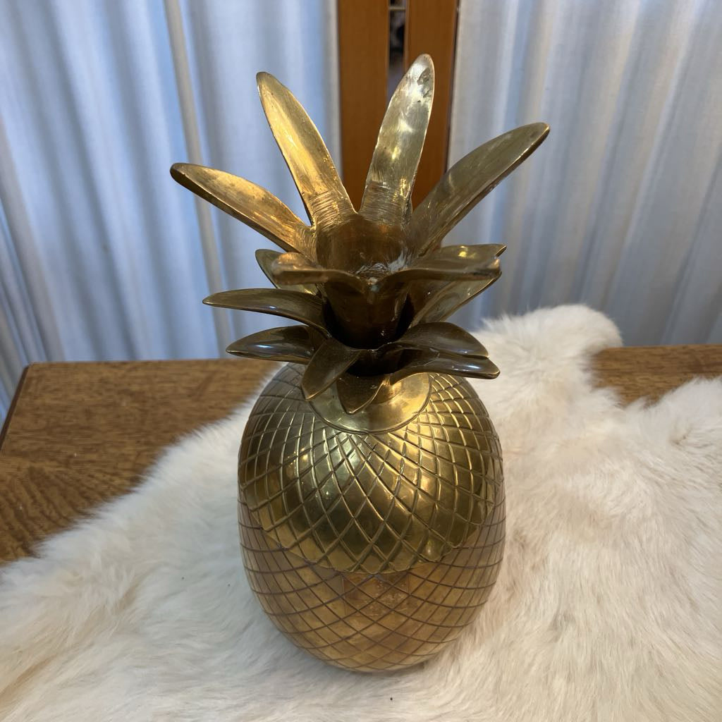 Vintage Small Brass Pineapple Container