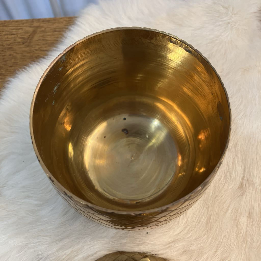 Vintage Small Brass Pineapple Container