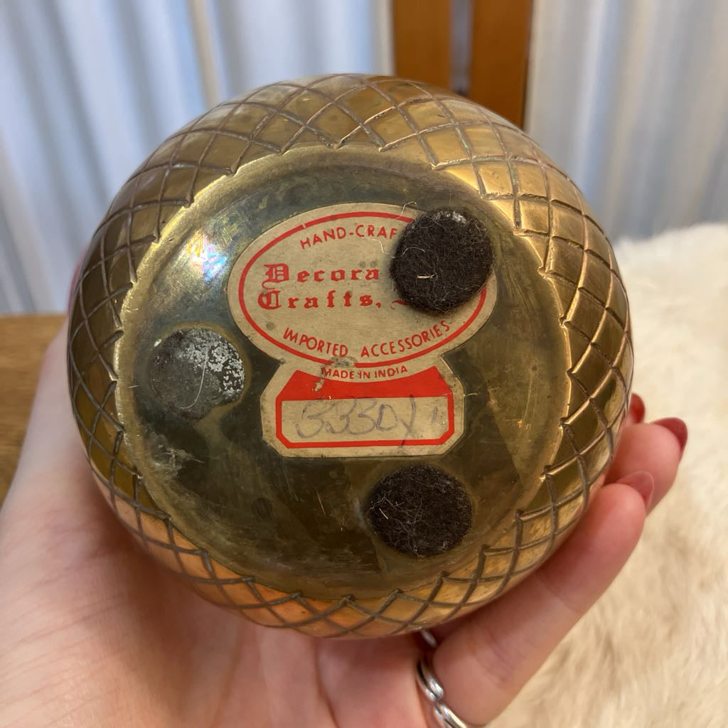 Vintage Small Brass Pineapple Container