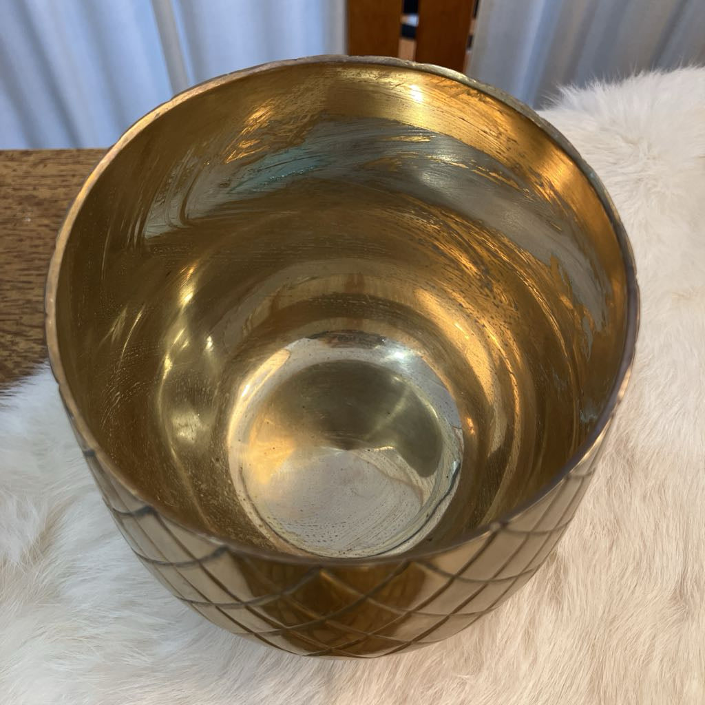Vintage Medium Brass Pineapple Container