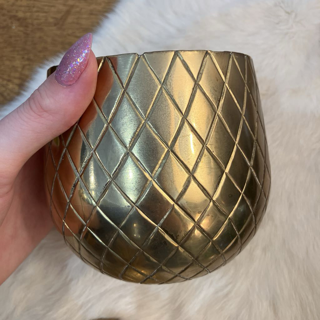 Vintage Medium Brass Pineapple Container