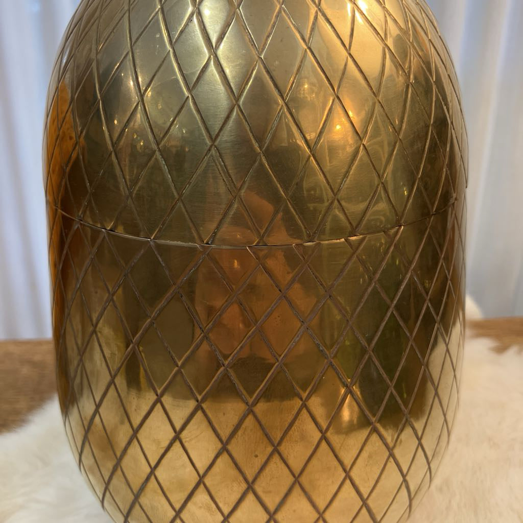 Vintage Large Brass Pineapple Container