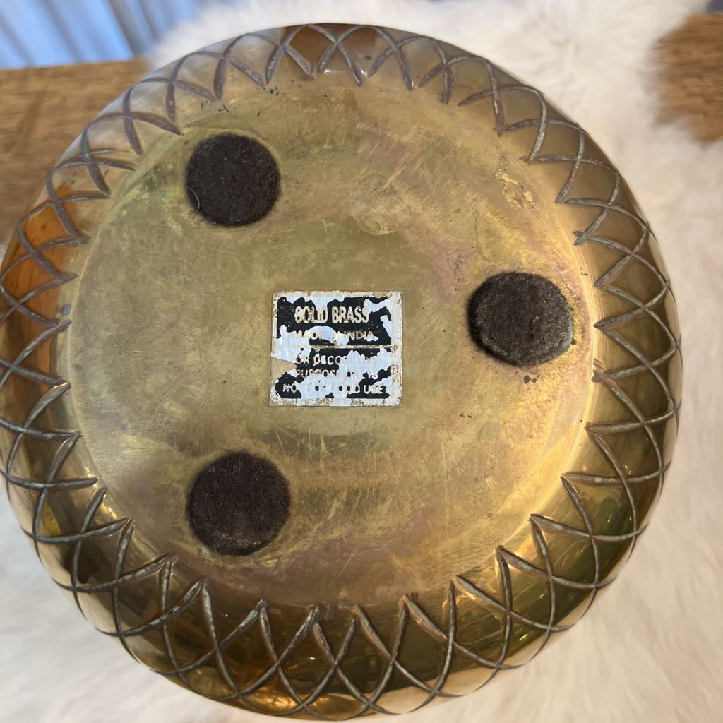 Vintage Large Brass Pineapple Container