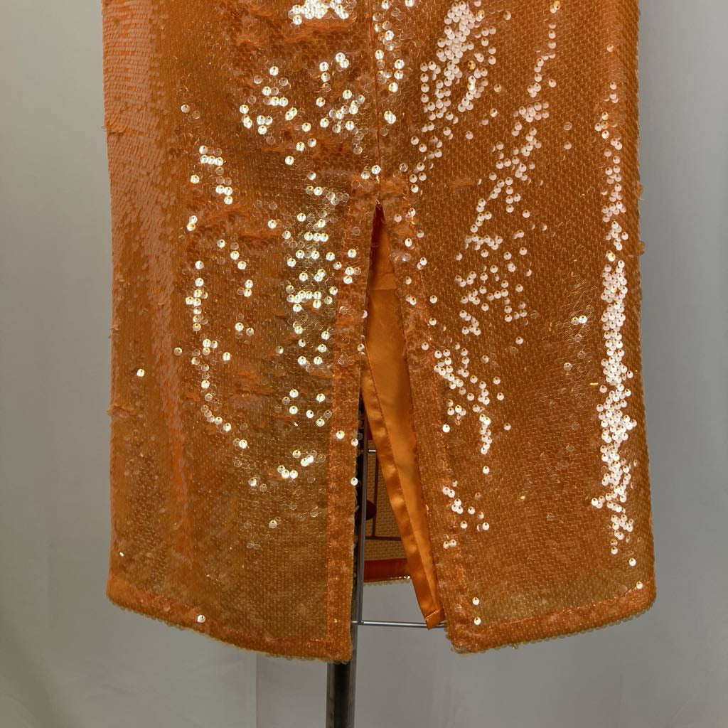 Brown sequin skirt on a mannequin against a plain background